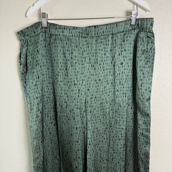 Eileen Fisher Green Nori Silk Dash Print Cropped Wide Leg Pant XL S9KWA-P3236P - Picture 3 of 16
